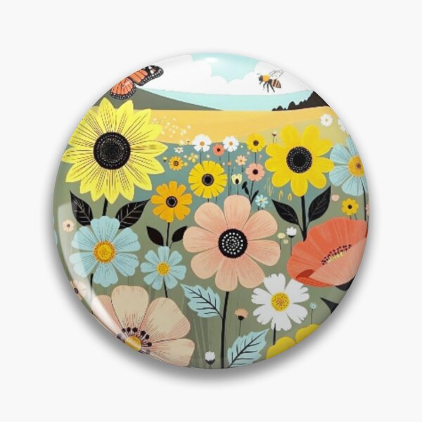 Item preview, Whimsical Sunflower Meadow - Cute Folk Art Flower Pattern designed and sold by Nexus Space.
