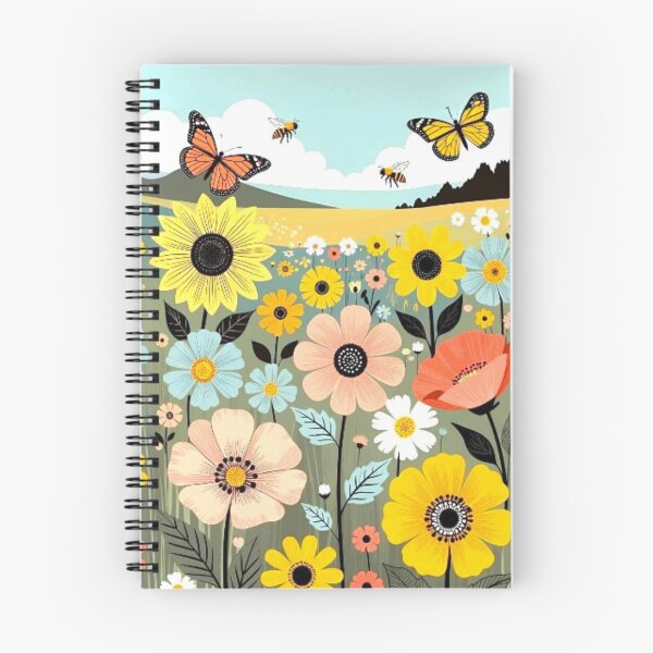 Item preview, Whimsical Sunflower Meadow - Cute Folk Art Flower Pattern designed and sold by Nexus Space.