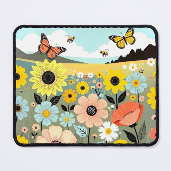 Item preview, Whimsical Sunflower Meadow - Cute Folk Art Flower Pattern designed and sold by Nexus Space.