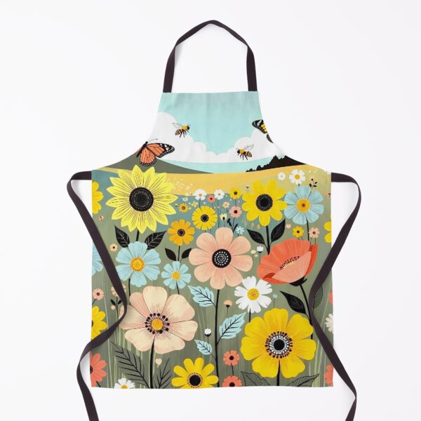 Item preview, Whimsical Sunflower Meadow - Cute Folk Art Flower Pattern designed and sold by Nexus Space.