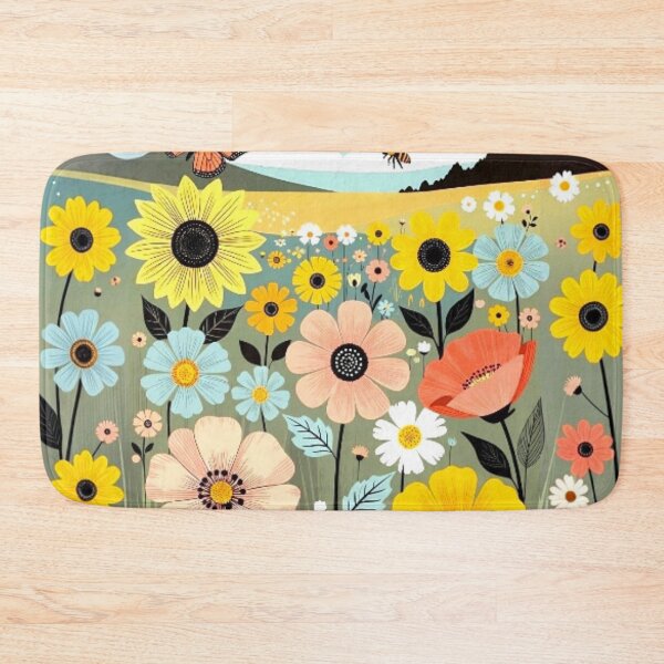 Item preview, Whimsical Sunflower Meadow - Cute Folk Art Flower Pattern designed and sold by Nexus Space.