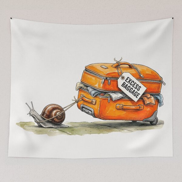 Item preview, Excess Baggage Snail Watercolor Art designed and sold by SoulPT.