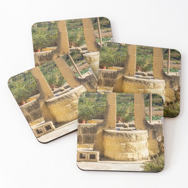 Item preview, Sunlit Stone Well in Rustic Mediterranean Countryside With Sea View and Historic Architecture designed and sold by Nmallia.