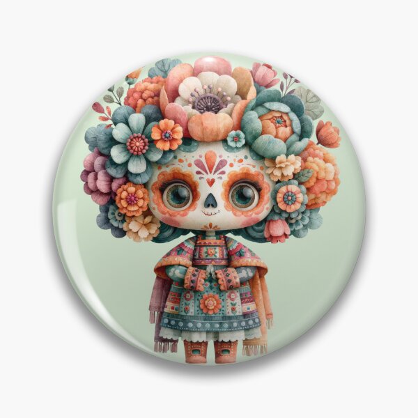 Item preview, Cute Dia de Muertos Catrina Doll | Floral Sugar Skull Art designed and sold by MythicMood.