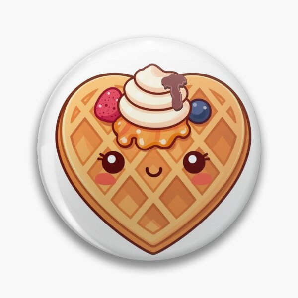 Item preview, Kawaii Heart Waffle Sticker – Smiling Breakfast Dessert with Whipped Cream & Berries Vinyl Decal designed and sold by Pandey14.