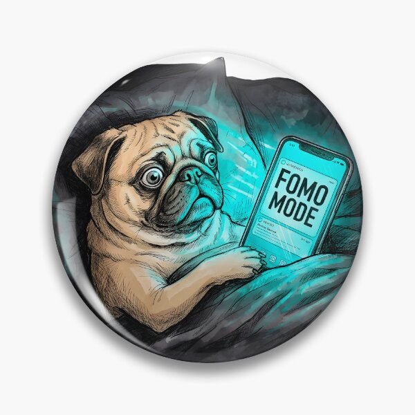Item preview, Pug in FOMO Mode Watercolor Art designed and sold by SoulPT.