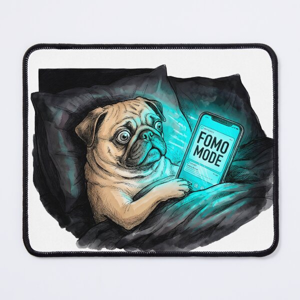 Item preview, Pug in FOMO Mode Watercolor Art designed and sold by SoulPT.