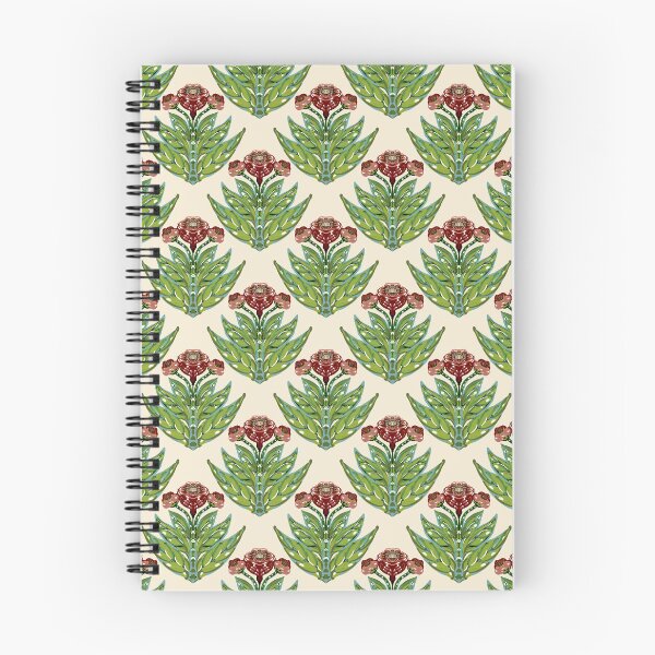 Item preview, Botanical Folk Flower Pattern in Olive Green and Deep Red designed and sold by Almanzart.