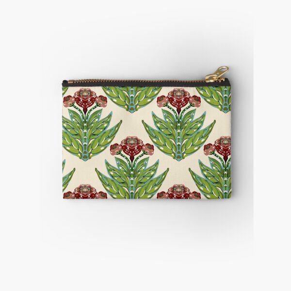 Item preview, Botanical Folk Flower Pattern in Olive Green and Deep Red designed and sold by Almanzart.