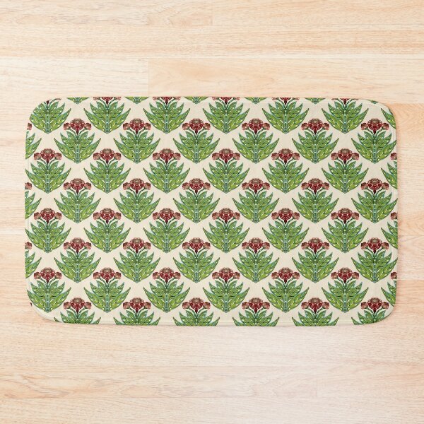 Item preview, Botanical Folk Flower Pattern in Olive Green and Deep Red designed and sold by Almanzart.