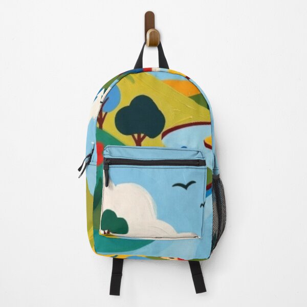 Item preview, Charming Folk Art Village - Whimsical River Landscape Painting designed and sold by Nexus Space.