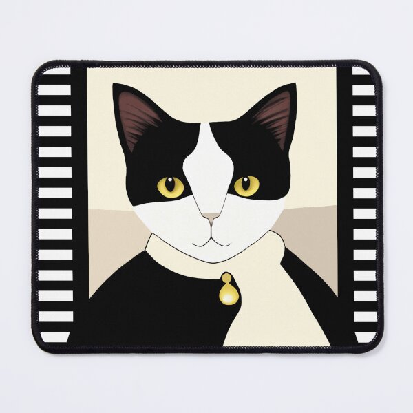 Item preview, Black and White Cat with Yellow Eyes Portrait | Cat Art | Cat Portrait | Black and White Cat Lover designed and sold by UnhingedBird.