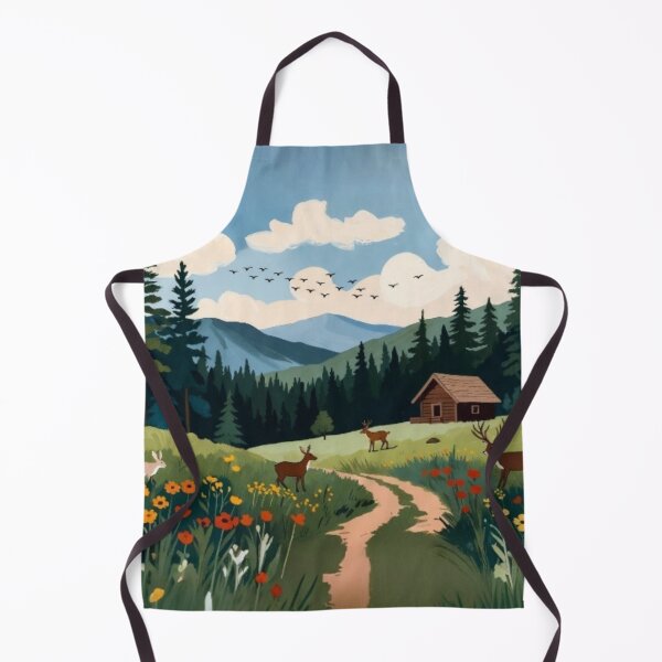 Item preview, Folk Art Mountain Cabin - Rustic Woodland Nature Illustration designed and sold by Nexus Space.