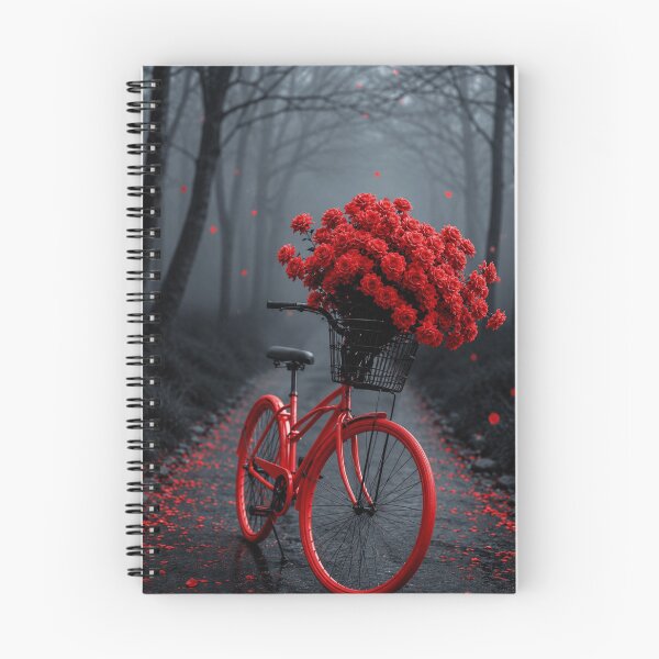 Item preview, Crimson Rose Bicycle in a Misty Forest | Dark Romantic Gothic Wall Art designed and sold by  Mirai_Art.