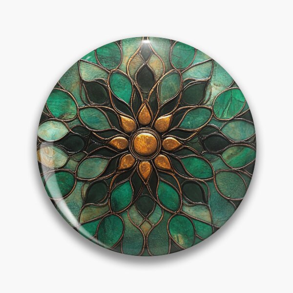 Item preview, Emerald Stained Glass Mandala Pattern designed and sold by GrinGalore.