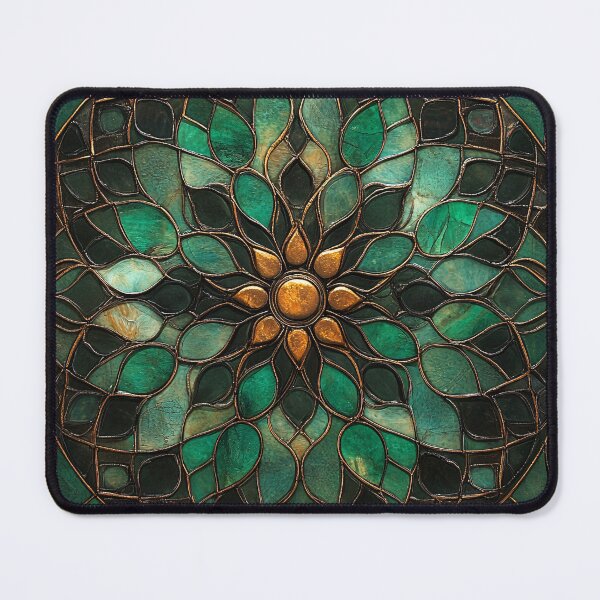 Item preview, Emerald Stained Glass Mandala Pattern designed and sold by GrinGalore.