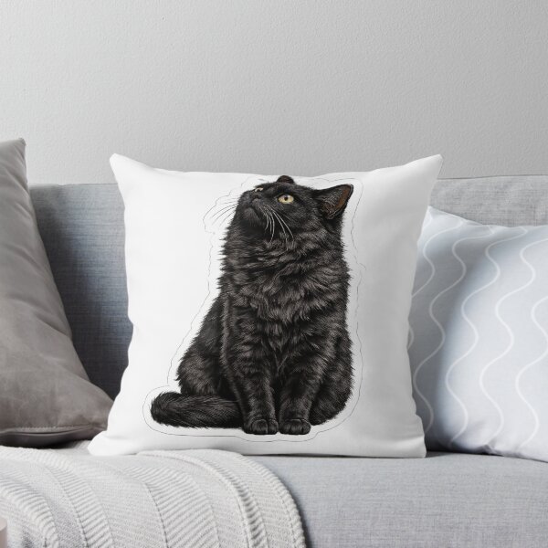 Item preview, Realistic Black Cat Looking Up Sticker | Cute Fluffy Black Cat Die Cut Sticker | Cat Lover Gift designed and sold by Skedart.