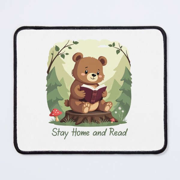 Item preview, Stay Home And Read Cute Teddy Bear Reading Book In Forest Design designed and sold by PixelDockStudio.