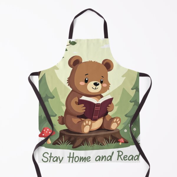 Item preview, Stay Home And Read Cute Teddy Bear Reading Book In Forest Design designed and sold by PixelDockStudio.