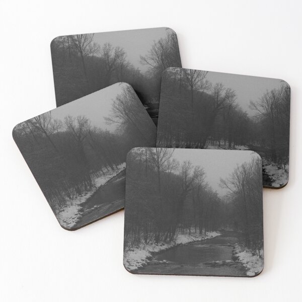 Item preview, Moody Winter Forest River in Black and White designed and sold by EllenNortt.