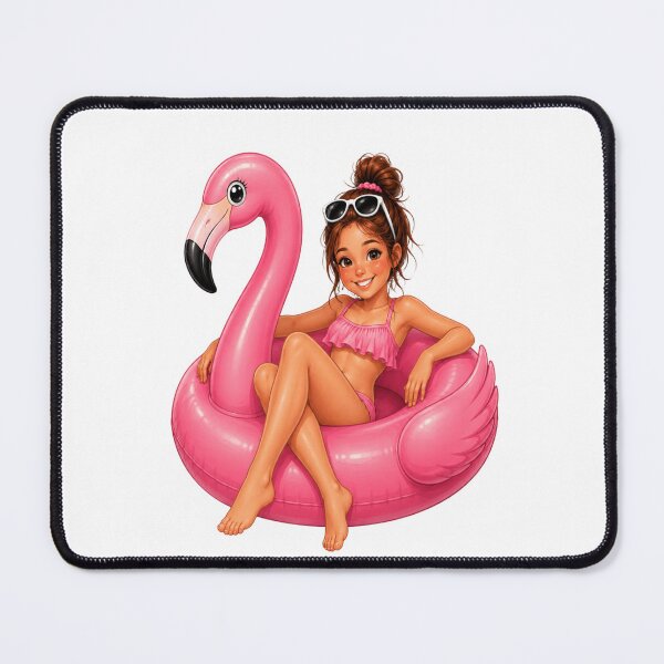 Item preview, Summer Flamingo Float Girl – Cute Pink Pool Float Cartoon Design designed and sold by RipantinaFantasy .