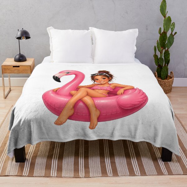 Item preview, Summer Flamingo Float Girl – Cute Pink Pool Float Cartoon Design designed and sold by RipantinaFantasy .