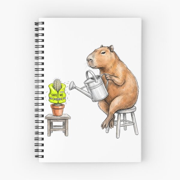 Item preview, Save Me - Funny Capybara Watering Cactus Watercolor Art designed and sold by SoulPT.
