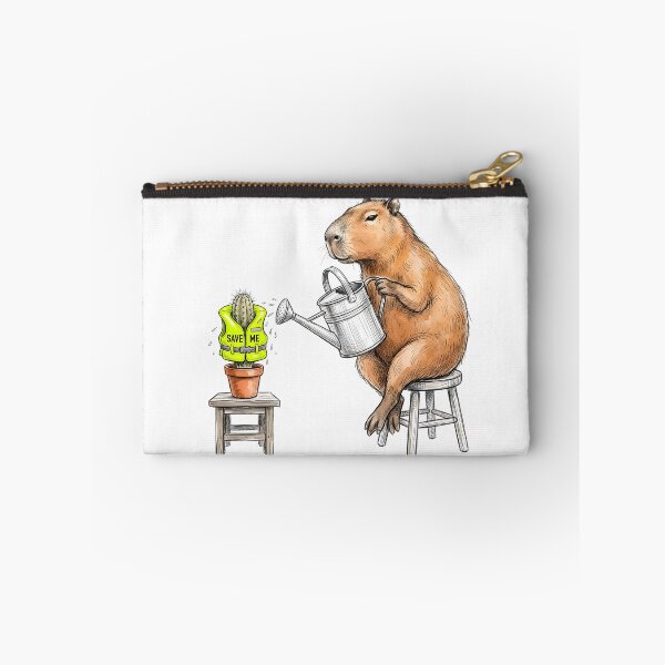 Item preview, Save Me - Funny Capybara Watering Cactus Watercolor Art designed and sold by SoulPT.