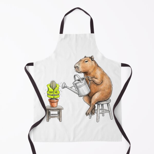 Item preview, Save Me - Funny Capybara Watering Cactus Watercolor Art designed and sold by SoulPT.