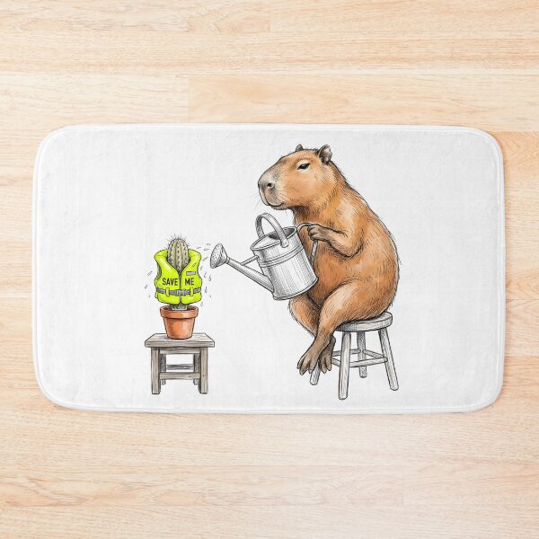 Item preview, Save Me - Funny Capybara Watering Cactus Watercolor Art designed and sold by SoulPT.