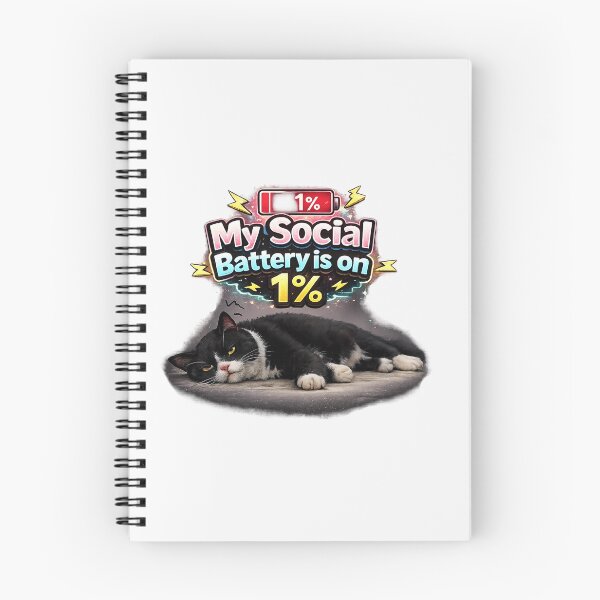 Item preview, My Social Battery Is On 1 Percent Funny Introvert Black Cat designed and sold by Salwastore.