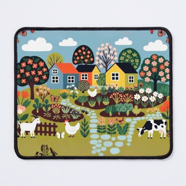 Item preview, Cute Folk Art Farmhouse - Whimsical Country Farm Illustration designed and sold by Nexus Space.