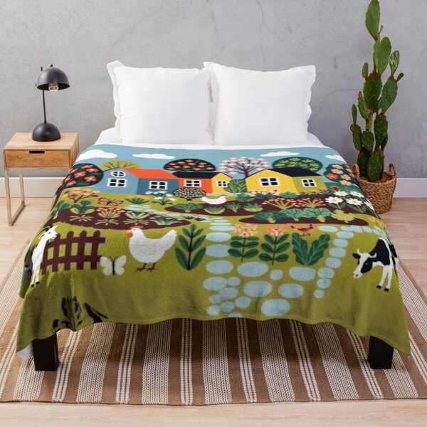 Item preview, Cute Folk Art Farmhouse - Whimsical Country Farm Illustration designed and sold by Nexus Space.