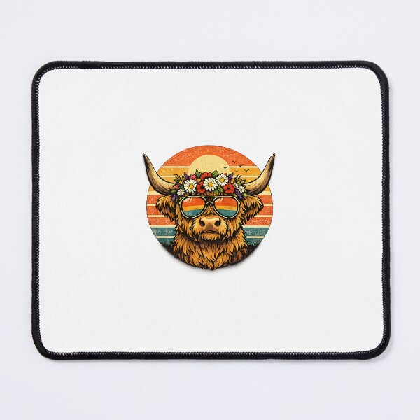 Item preview, Retro Floral Highland Cow T-shirt | Vintage Sunset, Sunglasses, Boho designed and sold by Maniwarsi.