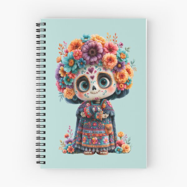 Item preview, Colorful Folk Art Calavera with Floral Crown designed and sold by MythicMood.