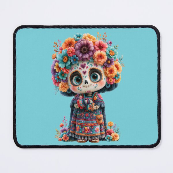 Item preview, Colorful Folk Art Calavera with Floral Crown designed and sold by MythicMood.