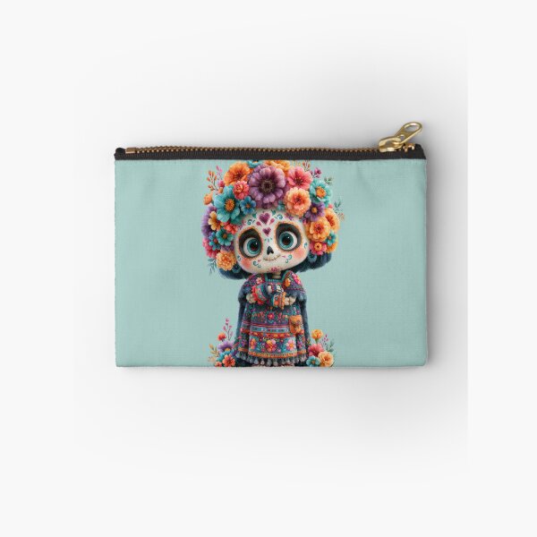 Item preview, Colorful Folk Art Calavera with Floral Crown designed and sold by MythicMood.
