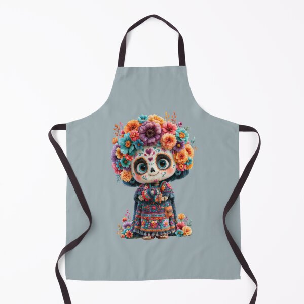 Item preview, Colorful Folk Art Calavera with Floral Crown designed and sold by MythicMood.