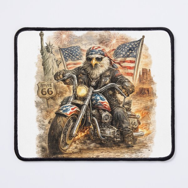 Item preview, Freedom Rider – Vintage Bald Eagle Biker Americana Art by PLUSHIWORLDtm designed and sold by PLUSHIWORLDtm.