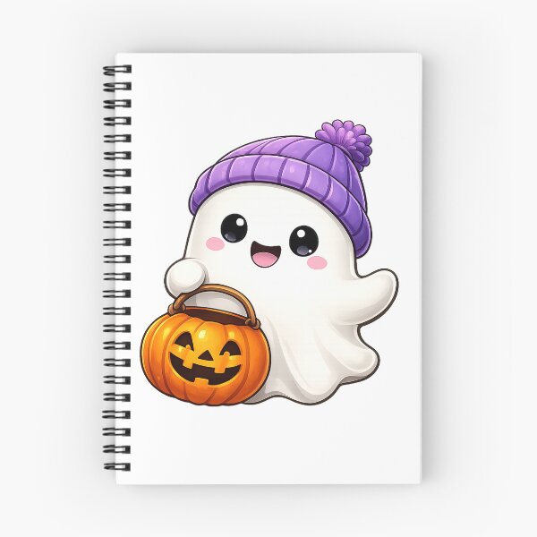 Item preview, Cute Ghost With Beanie And Pumpkin Halloween Art designed and sold by myforestfog.