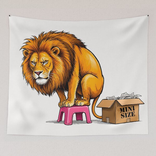Item preview, If I Fits I Sits Lion - Funny Big Cat in a Small Box designed and sold by SoulPT.