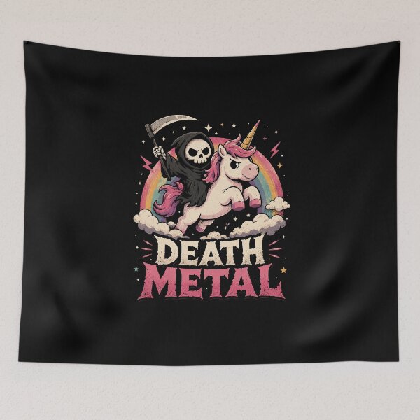 Item preview, Death Metal Unicorn and Grim Reaper designed and sold by Digital Dreamtales.