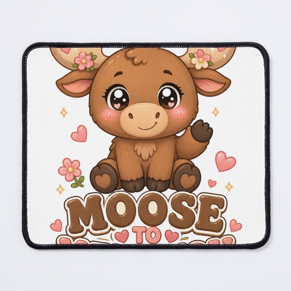 Item preview, Moose To Meet You Cute Kawaii Moose with Flowers designed and sold by BoosterShop.