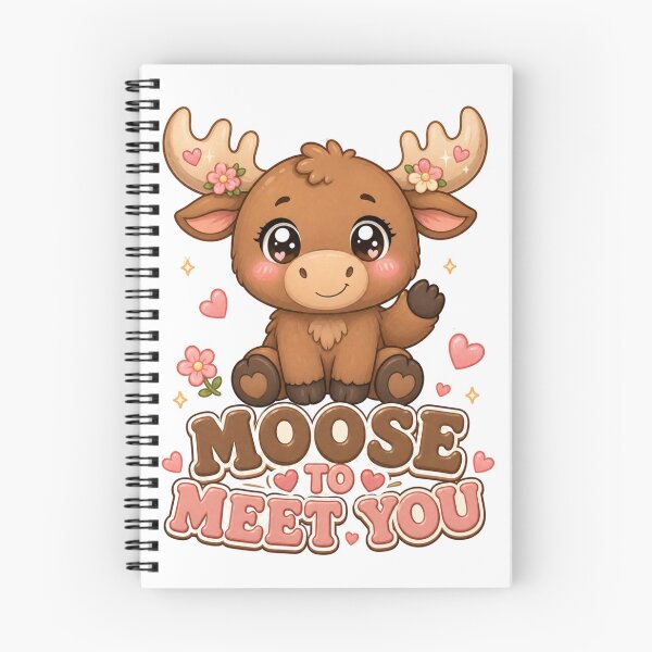 Item preview, Moose To Meet You Cute Kawaii Moose with Flowers designed and sold by BoosterShop.