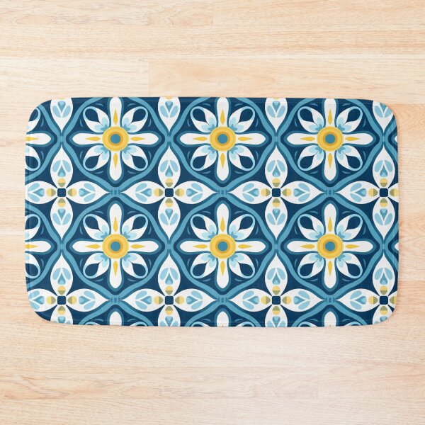 Item preview, Navy & White Flowing Floral Seamless Tile Pattern designed and sold by DigitaICraft.