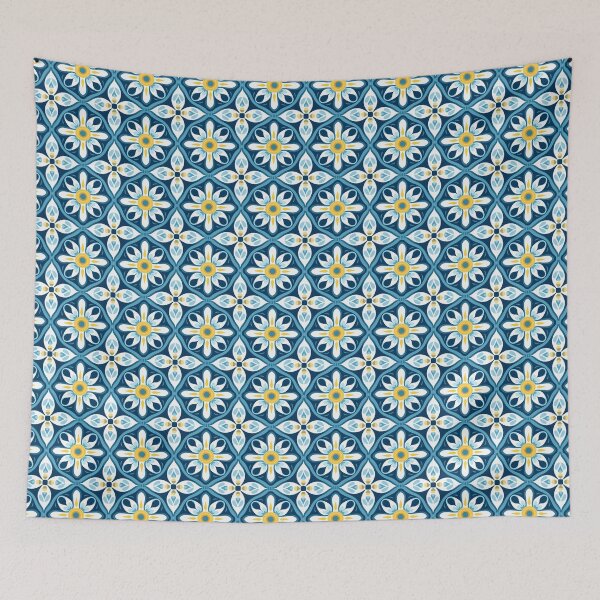 Item preview, Navy & White Flowing Floral Seamless Tile Pattern designed and sold by DigitaICraft.