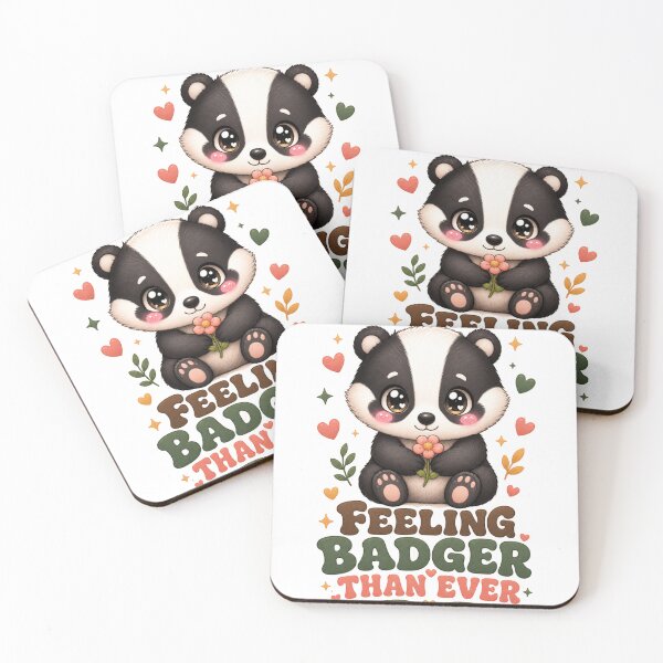 Item preview, Feeling Badger Than Ever Cute Kawaii Badger with Flower designed and sold by BoosterShop.
