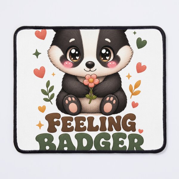 Item preview, Feeling Badger Than Ever Cute Kawaii Badger with Flower designed and sold by BoosterShop.