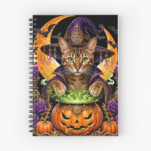 Item preview, Bengal Cat Witch Halloween Cauldron designed and sold by MoonStitch.