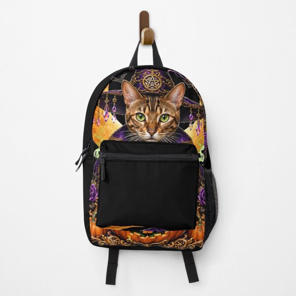 Item preview, Bengal Cat Witch Halloween Cauldron designed and sold by MoonStitch.